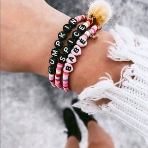 Pumpkin spice custom beaded bracelet set, FREE SHIPPING